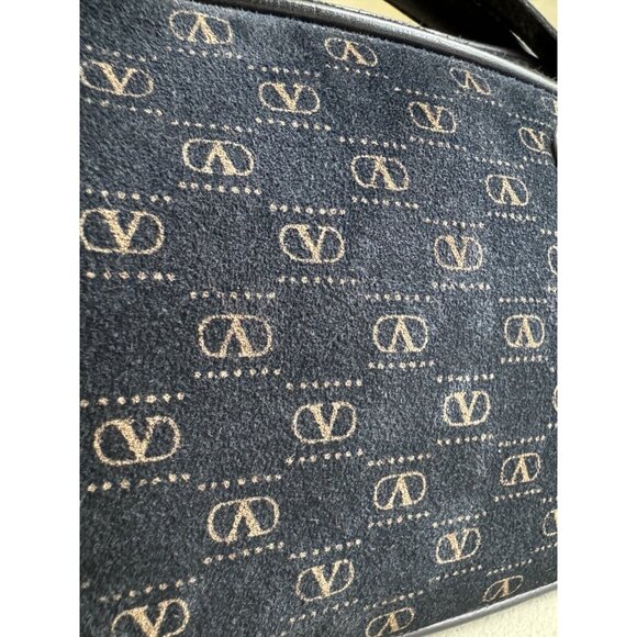 Vintage Valentino blue Suede Crossbody bag purse gold hardware - Picture 3 of 13